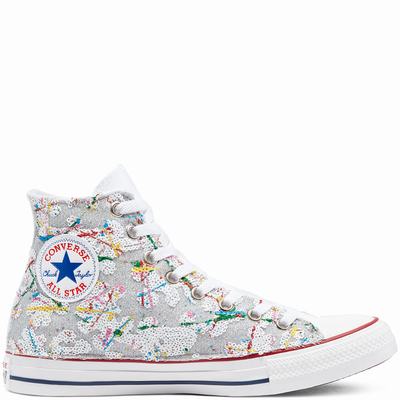 Converse Glitter Chuck Taylor All Star - Naisten Matalavartiset Tennarit - Valkoinen Harmaat